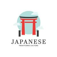 Japans torii poort logo ontwerp vector illustratie sjabloon