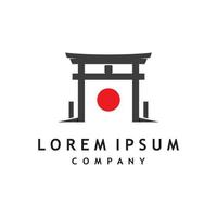 Japans torii poort logo ontwerp vector illustratie sjabloon