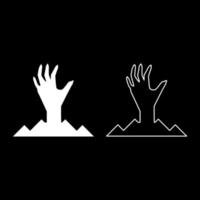 eng menselijk hand- van grond silhouet dood man's halloween decoratief element zombie concept spookachtig klauwde poot scherp nagels benig arm vingers Mens ondood reeks icoon wit kleur vector illustratie beeld