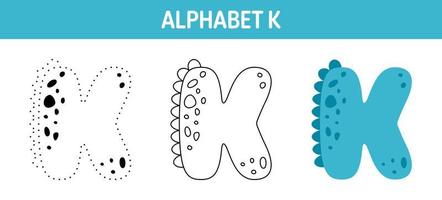 alfabet k traceren en kleur werkblad voor kinderen vector