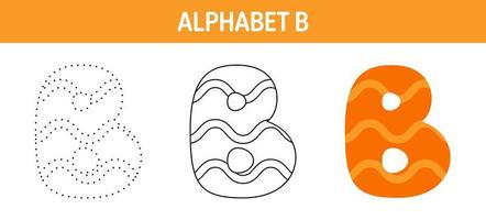 alfabet b traceren en kleur werkblad voor kinderen vector
