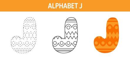 alfabet j traceren en kleur werkblad voor kinderen vector