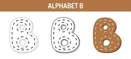 alfabet b traceren en kleur werkblad voor kinderen vector