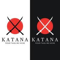 katana zwaard vlak logo sjabloon vector illustratie.