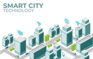 isometrisch ontwerp van slimme stadsillustratie vector