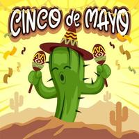 cartoon cactus dansen vieren cinco de mayo vector