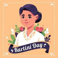 kartini-dagillustratie met vrouwen die kartini vertegenwoordigen