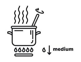 een pan Aan een gas- fornuis. vector illustratie. lijn stijl