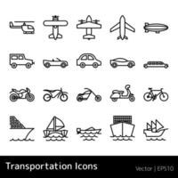 reeks van vervoer pictogrammen geïsoleerd vector