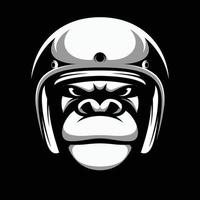 gorilla rijden zwart en wit mascotte ontwerp vector