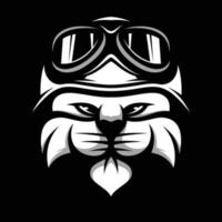 kat helm zwart en wit mascotte ontwerp vector