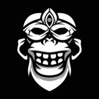 yeti masker zwart en wit mascotte ontwerp vector