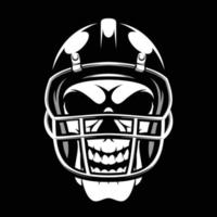 schedel rugby zwart en wit mascotte ontwerp vector