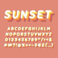 zonsondergang vintage 3d vector alfabet set