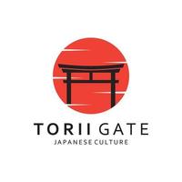 Japans torii poort logo ontwerp vector illustratie sjabloon