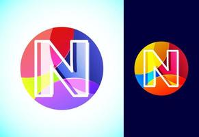 lijn brief n Aan een kleurrijk cirkel. grafisch alfabet symbool voor bedrijf of bedrijf identiteit. vector