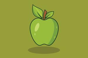 een groen appel met een blad Aan het vector