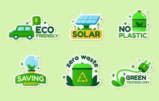 eco groene technologie sticker set vector