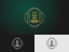 ingemaakte plant-logo met minimalistisch concept in lijnstijl voor spa-, hotel- of schoonheidslogo's vector