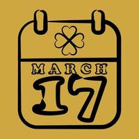 icoon st patricks dag kalender. st. Patrick dag viering elementen. pictogrammen in hand- getrokken stijl. mooi zo voor afdrukken, affiches, logo, partij decoratie, groet kaart, enz. vector