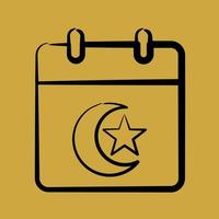 icoon Islamitisch kalender. Islamitisch elementen van ramadan, eid al fitr, eid al adha. pictogrammen in hand- getrokken stijl. mooi zo voor afdrukken, affiches, logo, decoratie, groet kaart, enz. vector