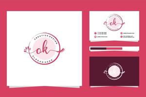 eerste OK vrouwelijk logo collecties en bedrijf kaart sjabloon premie vector