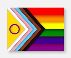 de lgbtq vooruitgang trots vlag met intersekse inclusief element. regenboog vlag. trots maand vector