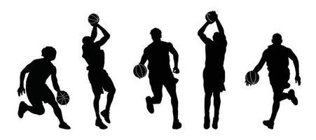 vijf basketbal speler silhouet vol.3 vector reeks