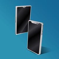 3d zilver mobiel telefoon mockup ontwerp vector