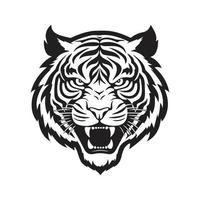 boos tijger, logo concept zwart en wit kleur, hand- getrokken illustratie vector