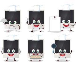 tekenfilm karakter van zwart polaroid met divers chef emoticons vector