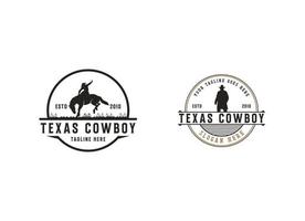 wijnoogst cowboy logo ontwerp vector