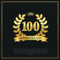100 jaar verjaardag viering logo goud kleur ontwerp Aan zwart achtergrond abstract illustratie vector
