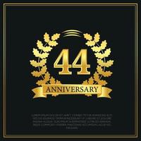 44 jaar verjaardag viering logo goud kleur ontwerp Aan zwart achtergrond abstract illustratie vector