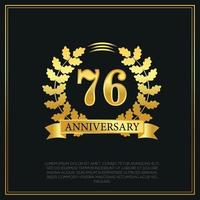 76 jaar verjaardag viering logo goud kleur ontwerp Aan zwart achtergrond abstract illustratie vector