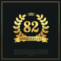 82 jaar verjaardag viering logo goud kleur ontwerp Aan zwart achtergrond abstract illustratie vector