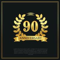 90 jaar verjaardag viering logo goud kleur ontwerp Aan zwart achtergrond abstract illustratie vector