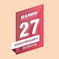 27e verjaardag viering vector roze 3d ontwerp Aan bruin achtergrond abstract illustratie