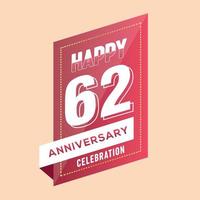 62e verjaardag viering vector roze 3d ontwerp Aan bruin achtergrond abstract illustratie