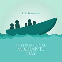 Internationale migrant dag. deze illustratie beeldt af migranten van verschillend achtergronden wie kwam naar vertrekken hun huizen omdat van problemen. vector