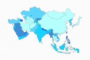 Azië verdeelde kaart met landen vector