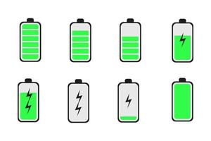 opladen telefoon batterij pictogrammen instellen afbeelding vector