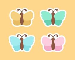 schattig vlinder stickers illustratie set. mooi vector vlinders met voorjaar en zomer kleuren voor kinderen.