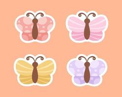 schattig vlinder stickers illustratie set. mooi vector vlinders met voorjaar en zomer kleuren voor kinderen.