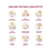 online dating concept pictogrammen instellen. vector
