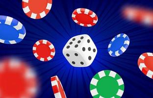 casino spel concept met Dobbelsteen en casino chips. 3d vector concept