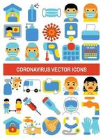 coronavirus vector iconen in platte ontwerpstijl.