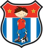 schattig tekenfilm Spaans voetbal Amerikaans voetbal speler in schild met sterren - sport- illustratie vector