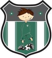 schattig tekenfilm voetbal Amerikaans voetbal doelman in schild met sterren - sport- illustratie vector