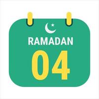 countdown naar 4e Ramadan vieren met wit en gouden halve maan manen. en Engels Ramadan tekst. vector